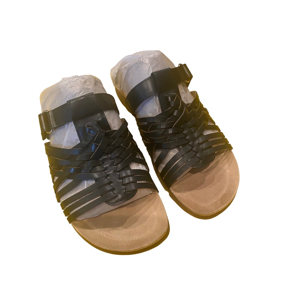 Easy Spirit Mindi Black Woven Slide Sandals Womens 8W New
